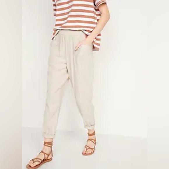 NWT! Flax Linen High-Waisted Cropped Linen-Blend Pants - Multiple Sizes - Picture 6 of 6